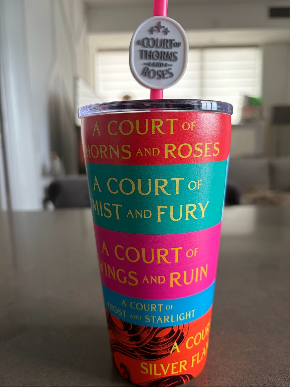 A Court of Thorns and Roses Multicolor Novelty Tumbler with Straw